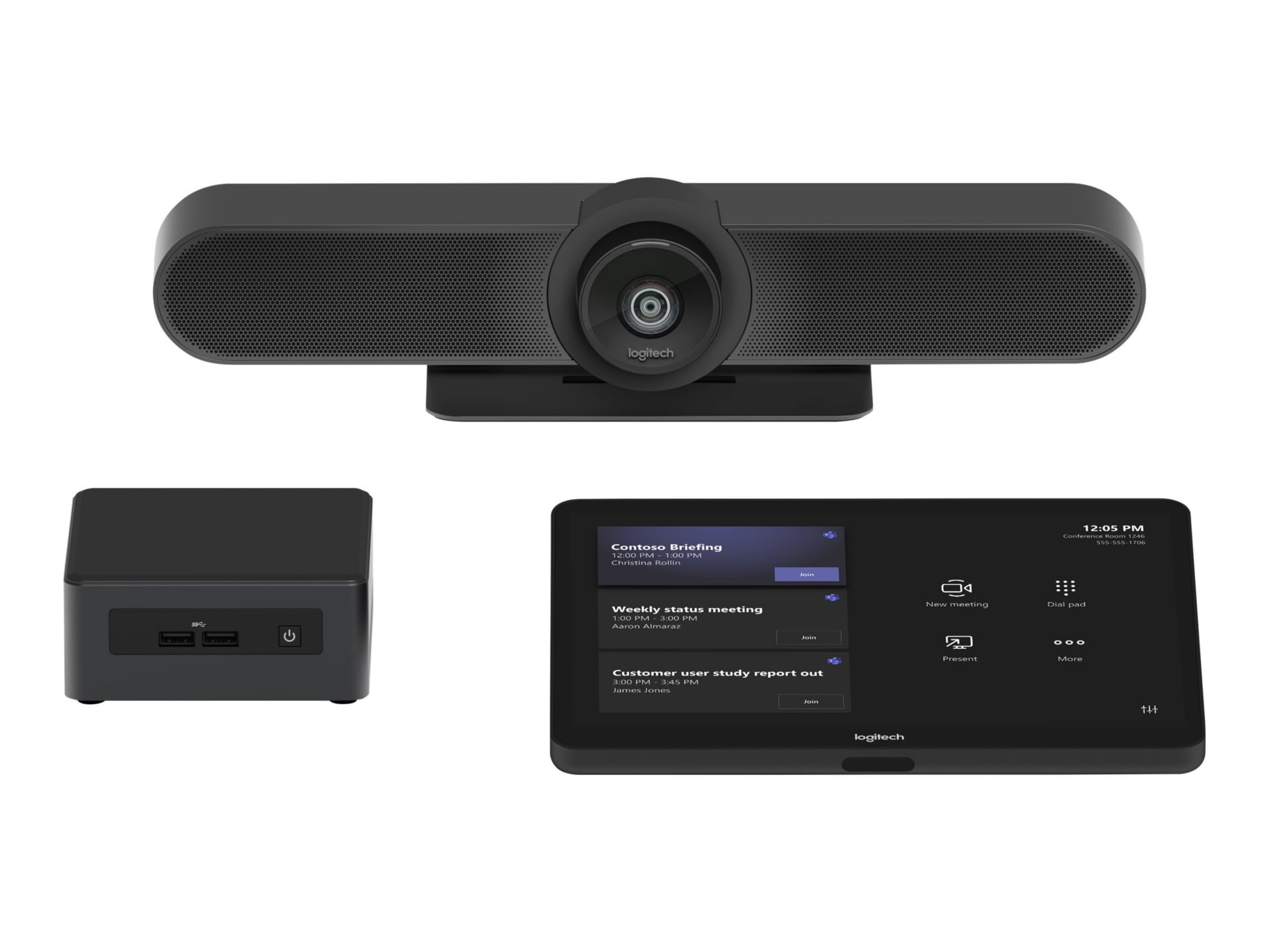 Logitech Small Room with Tap + MeetUp + Intel NUC for Teams Room - video conferencing kit - Pro Kit NUC11TNKi5 - TAPMUPMSTINT Video Conference -