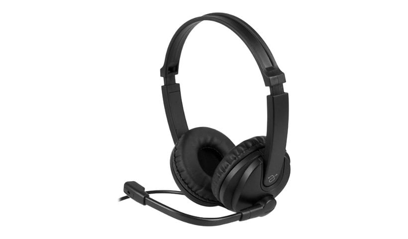 Wired USB Stereo Headset with Noise Cancelling Boom Mic and In-Line Controls