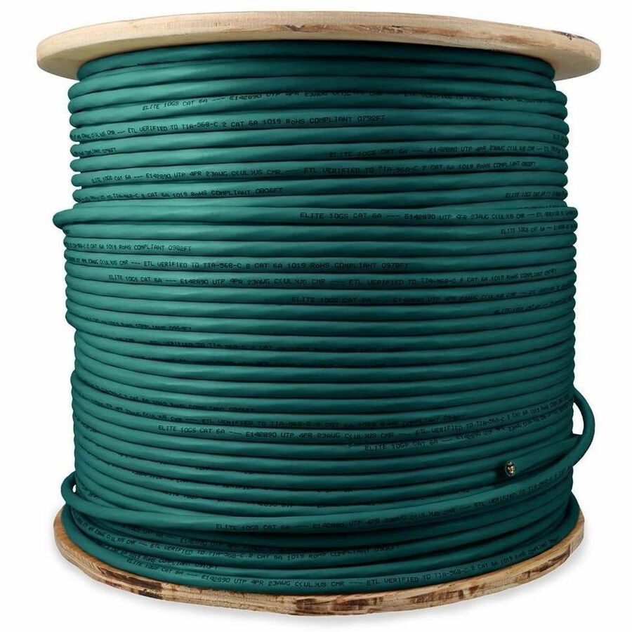 Proline 1000ft Non-Terminated Green CAT 6A PVC Bulk Cable