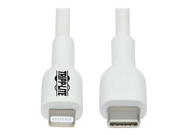 Gastvrijheid Onregelmatigheden pk Tripp Lite Safe-IT USB C to Lightning Sync/Charge Cable. Anti-bacterial MFI  Certified - White, M/M, USB 2.0, 2M (6.6 - M102AB-02M-WH - USB Cables -  CDW.com