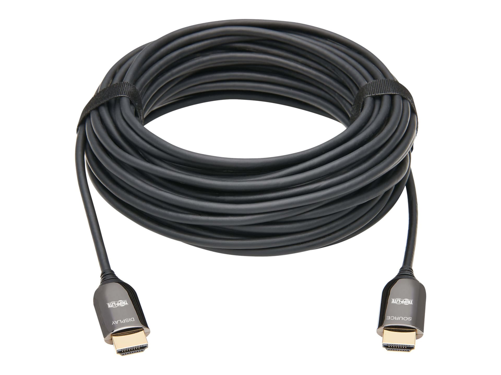 Tripp Lite Fiber Active Optical Cable (AOC) 8K HDMI Plenum-Rated - UHD @ 60 Hz, HDR, M/M, Black, 15 m - HDMI cable with