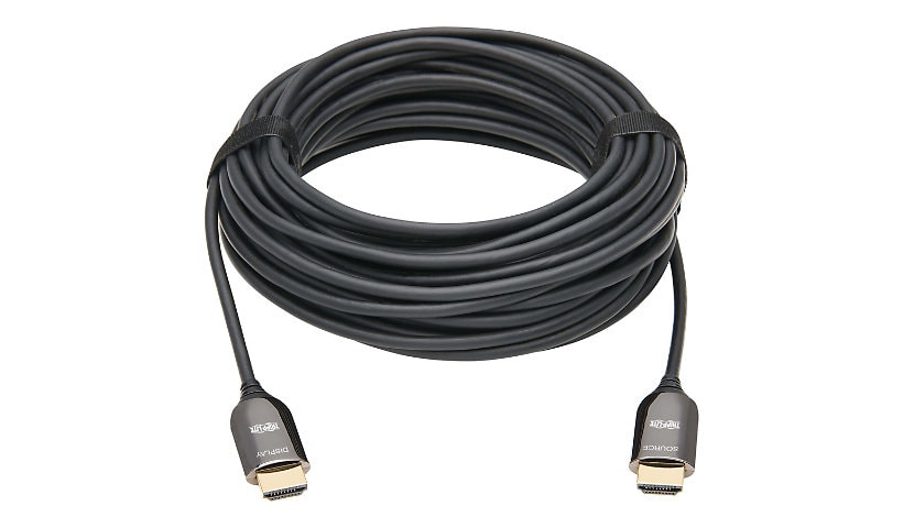 Tripp Lite Fiber Active Optical Cable (AOC) 8K HDMI Plenum-Rated - UHD @ 60 Hz, HDR, M/M, Black, 15 m - HDMI cable with