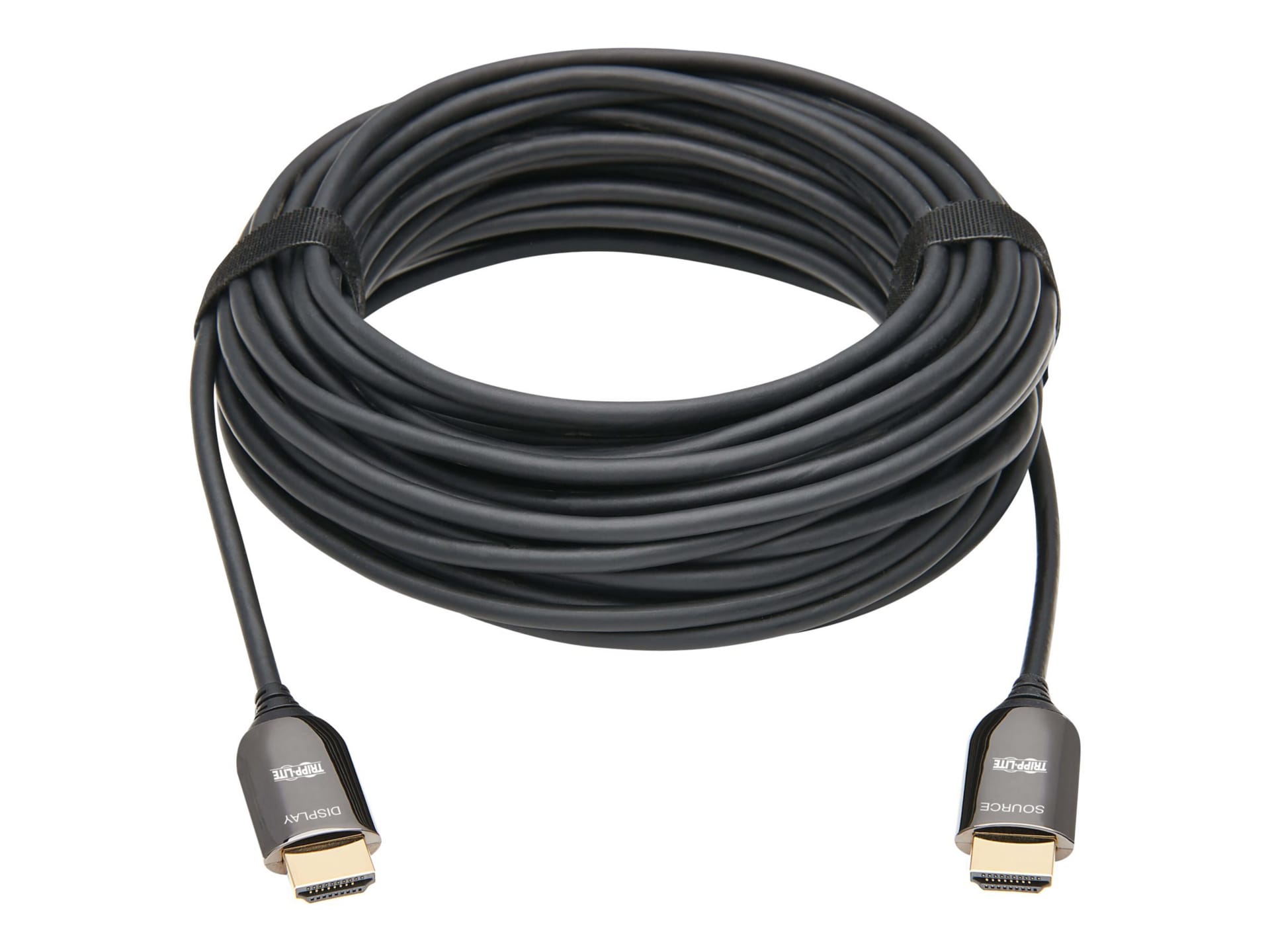 Tripp Lite Fiber Active Optical Cable (AOC) 8K HDMI Plenum-Rated - UHD @ 60 Hz, HDR, M/M, Black, 20 m - HDMI cable with