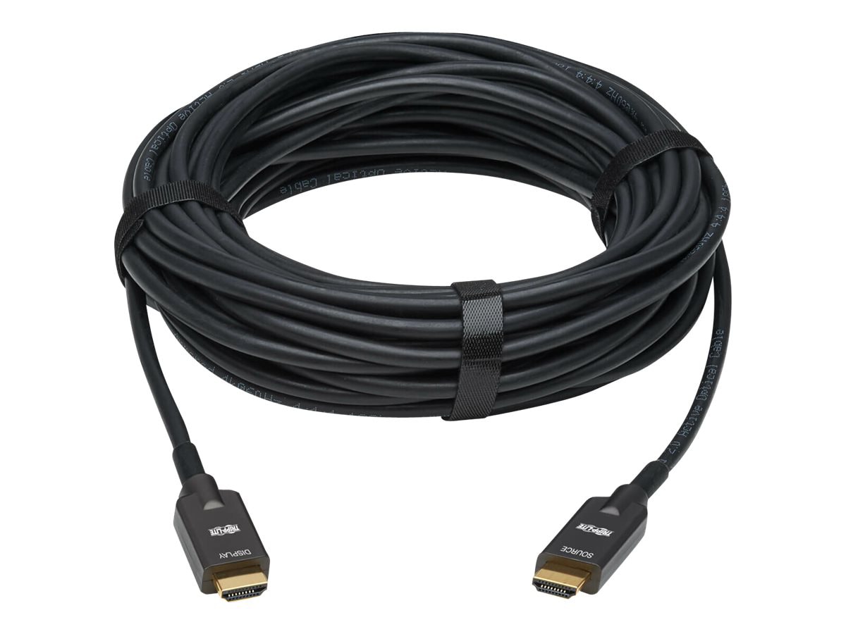 Tripp Lite High-Speed Armored HDMI Fiber Active Optical Cable (AOC) - 4K @ 60 Hz, HDR, 4:4:4, M/M, Black, 20 m - HDMI