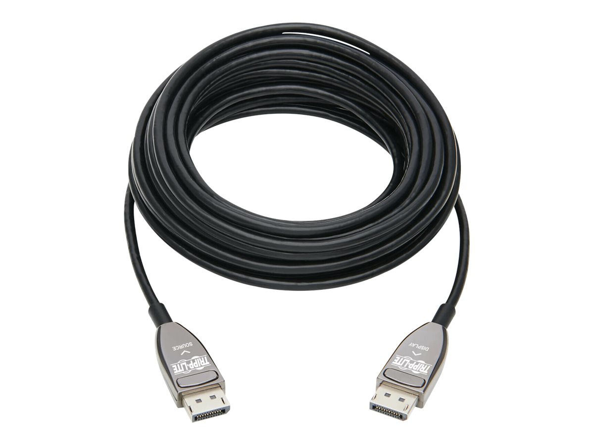 Tripp Lite DisplayPort Active Optical Cable (AOC) - UHD 8K 60 Hz, HDR, CL3 Rated, Black, 15 m (49 ft.) - DisplayPort