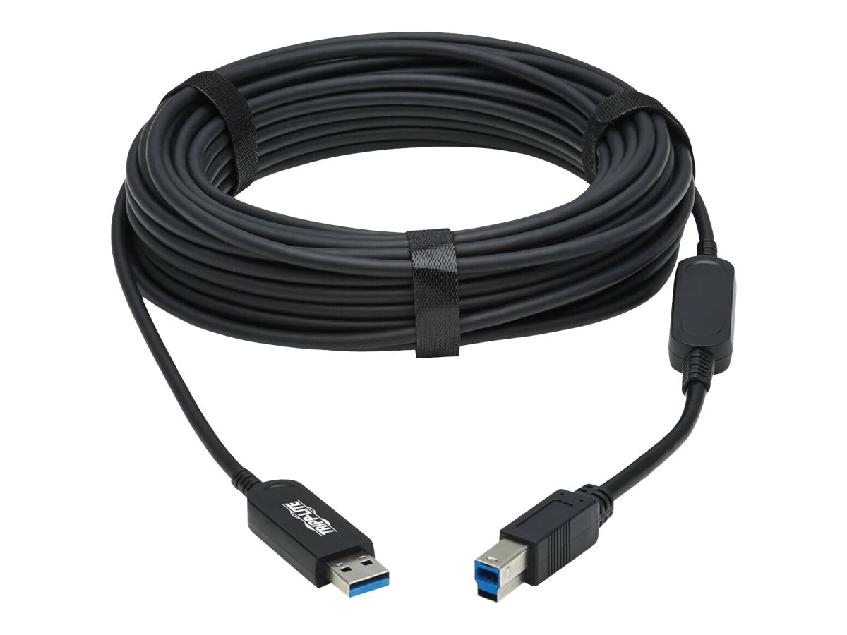 Tripp Lite USB 3.2 Gen 1 Plenum-Rated Fiber Active Optical Cable (AOC) - A/B M/M, Black, 15 m - USB cable - USB Type A
