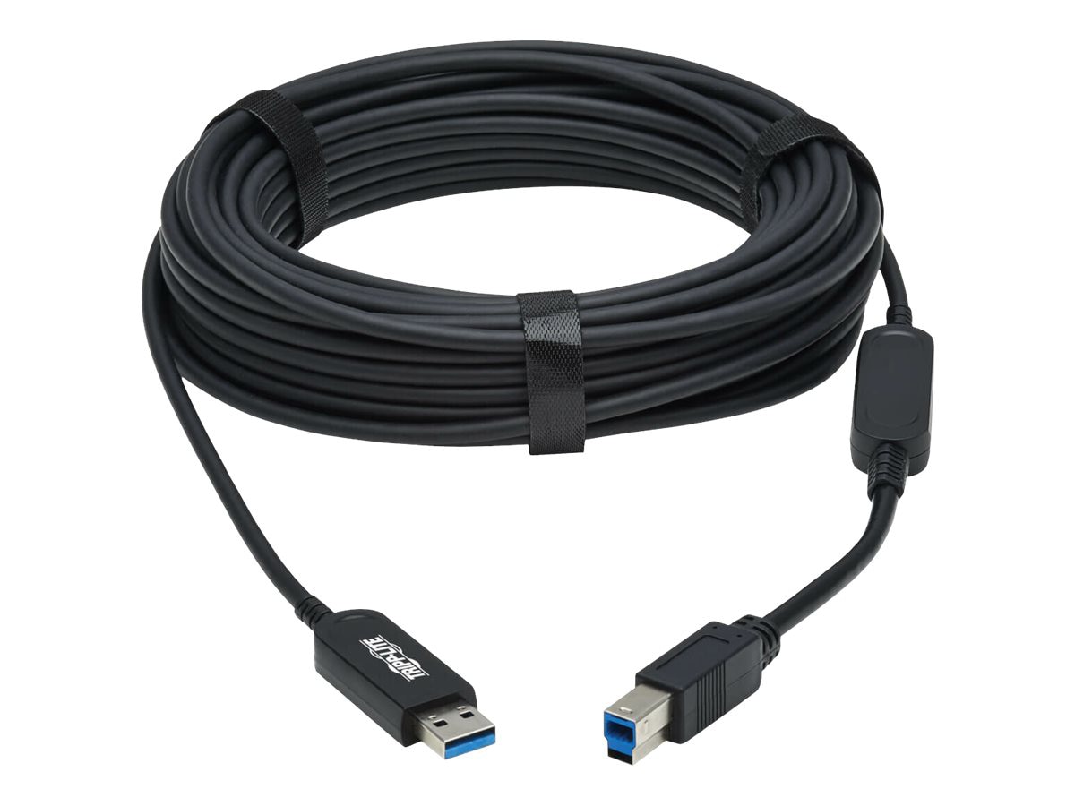 Tripp Lite USB 3.2 Gen 1 Plenum-Rated Fiber Active Optical Cable (AOC) - A/B M/M, Black, 30 m - USB cable - USB Type A