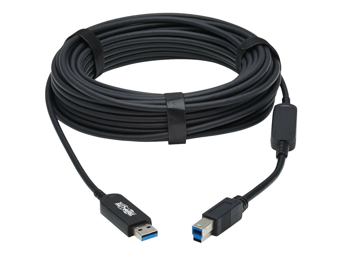 Eaton Tripp Lite Series USB 3.2 Gen 1 Plenum-Rated Fiber Active Optical Cable (AOC) - A/B M/M, Black, 30 m - USB cable -
