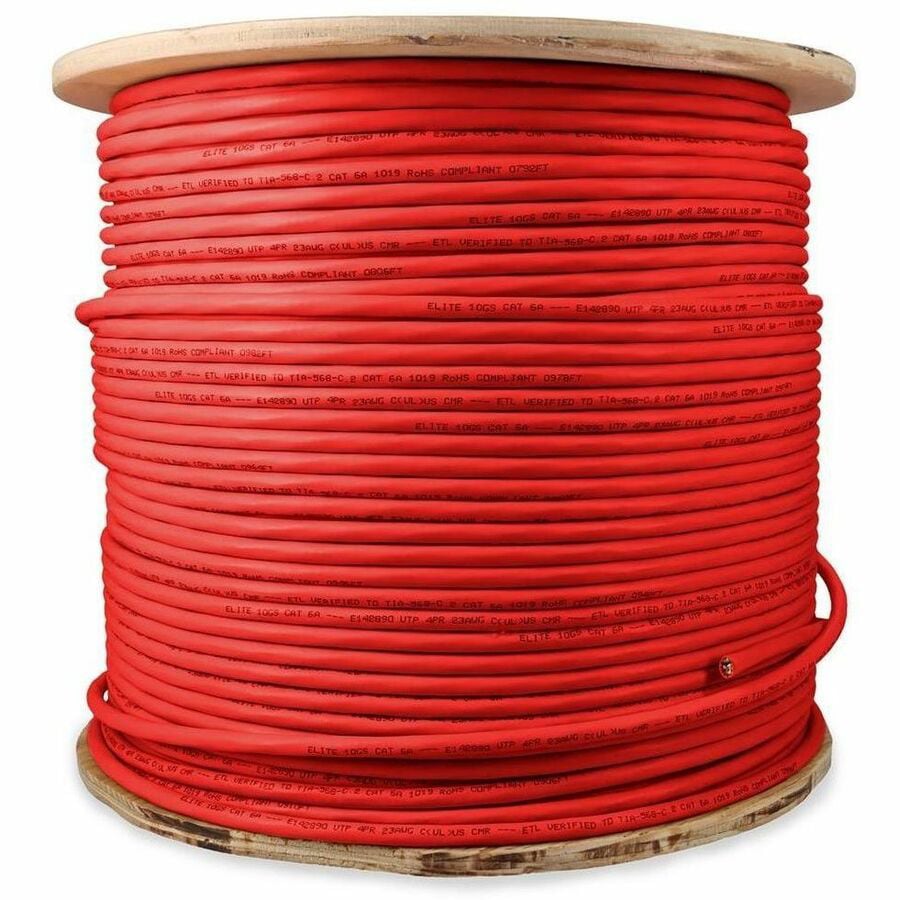 Proline 1000ft Non-Terminated Red CAT 6A PVC Bulk Cable