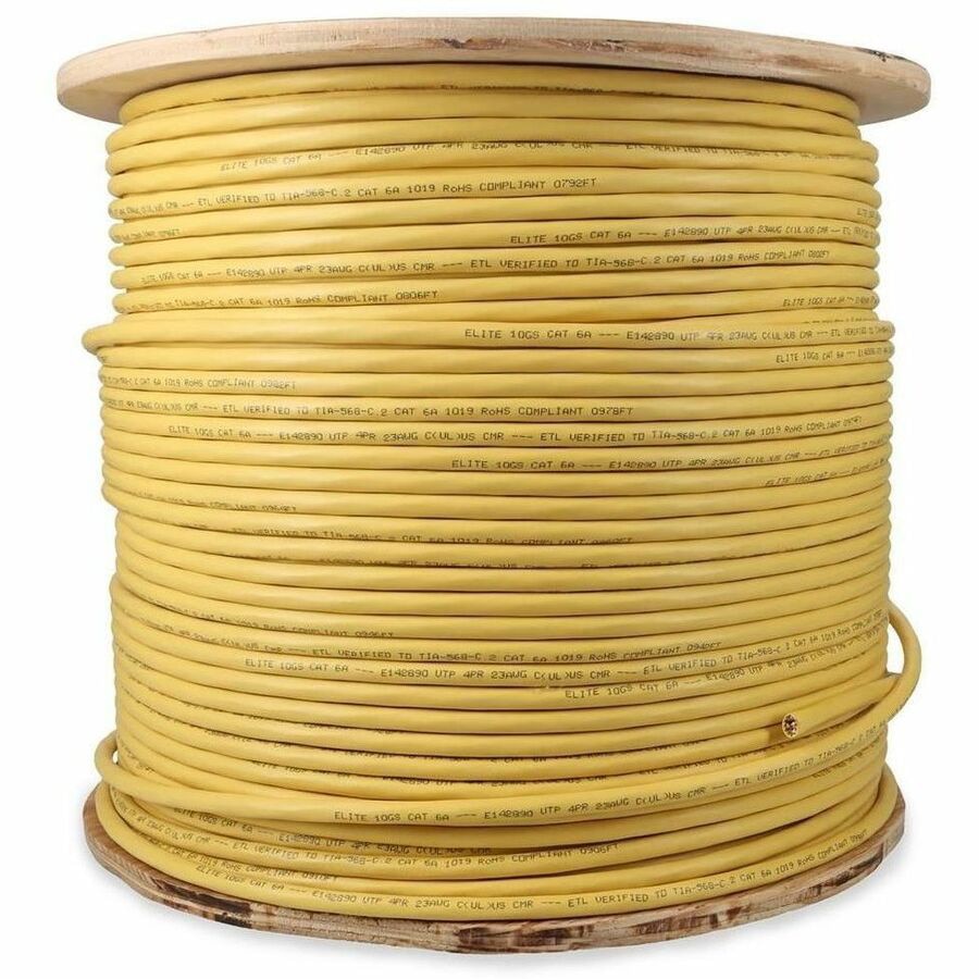 Proline 1000ft Non-Terminated Yellow Cat6A UTP PVC Copper Patch Cable