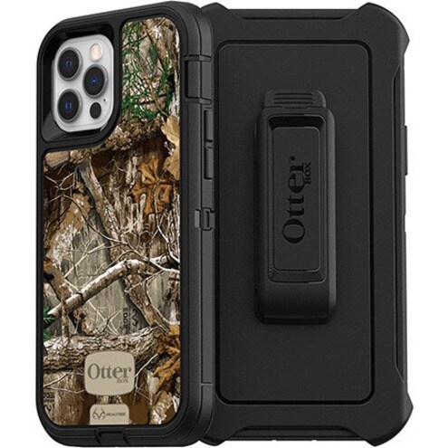 OtterBox Defender Rugged Carrying Case (Holster) Apple iPhone 12, iPhone 12 Pro Smartphone - RealTree Edge Black Graphic