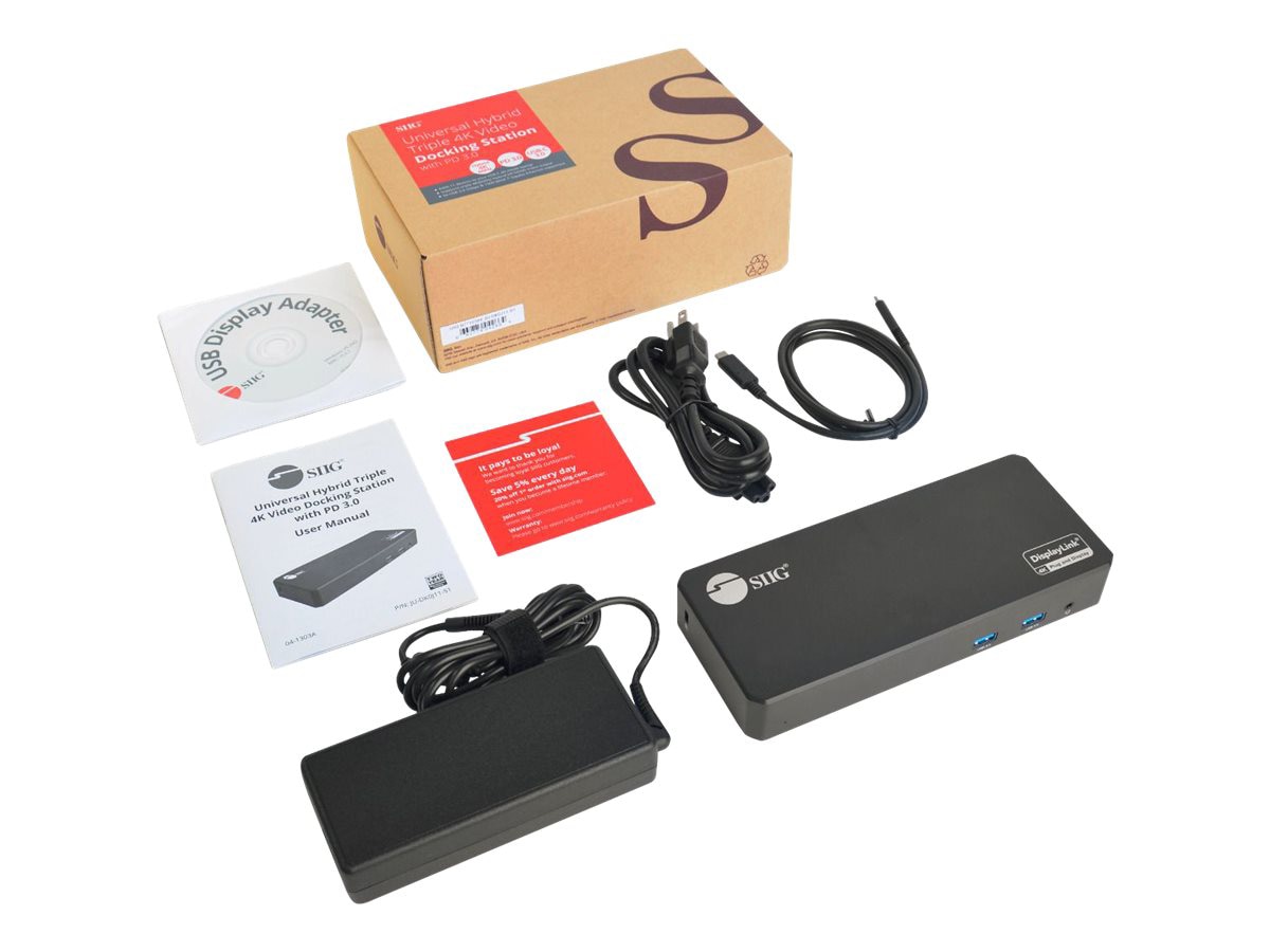 Thumbnail 4 of 11 for SIIG Universal Hybrid Triple 4K Video Docking Station with PD 3.0 - docking station - USB-C - 3 x HDMI, 3 x DP - GigE