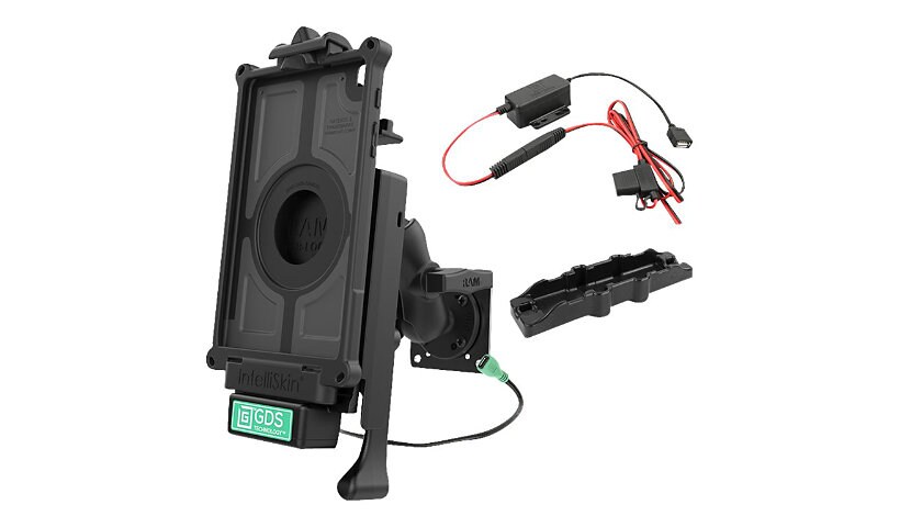 RAM GDS Locking Vehicle Dock Bundle car charging holder + car power adapter