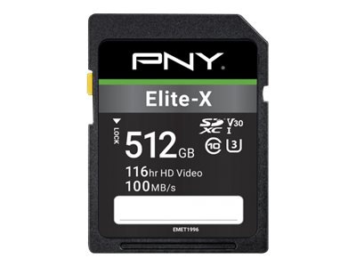 PNY Elite-X - flash memory card - 512 GB - SDXC UHS-I