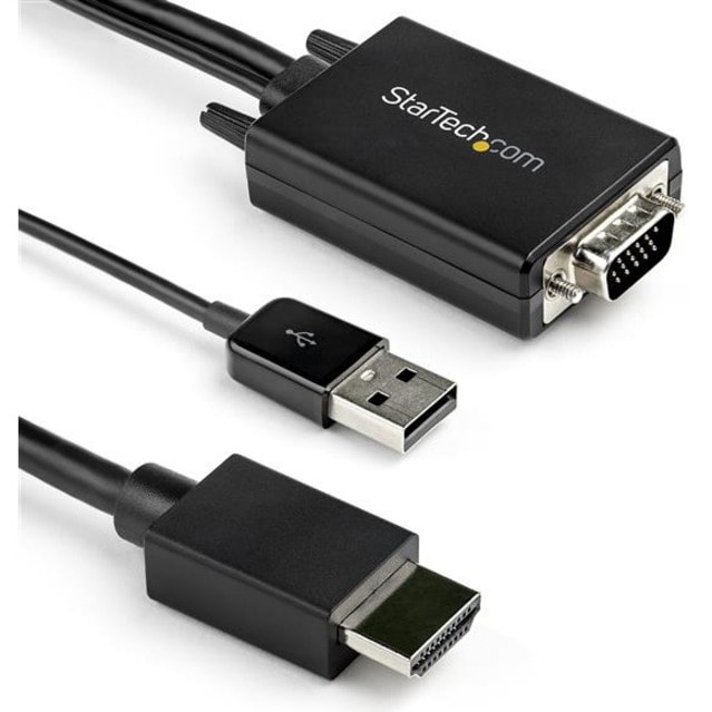 Startech Com 2m Vga To Hdmi Converter Cable With Usb Audio Support Power Vga2hdmm2m Monitor Accessories Cdw Com