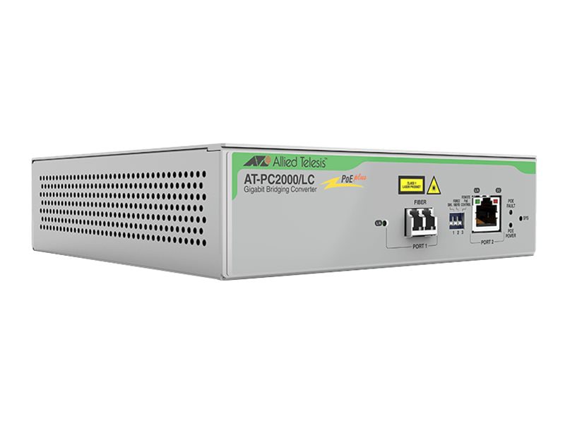 Allied Telesis AT PC2000/LC - fiber media converter - 10Mb LAN, 100Mb LAN, GigE - TAA Compliant