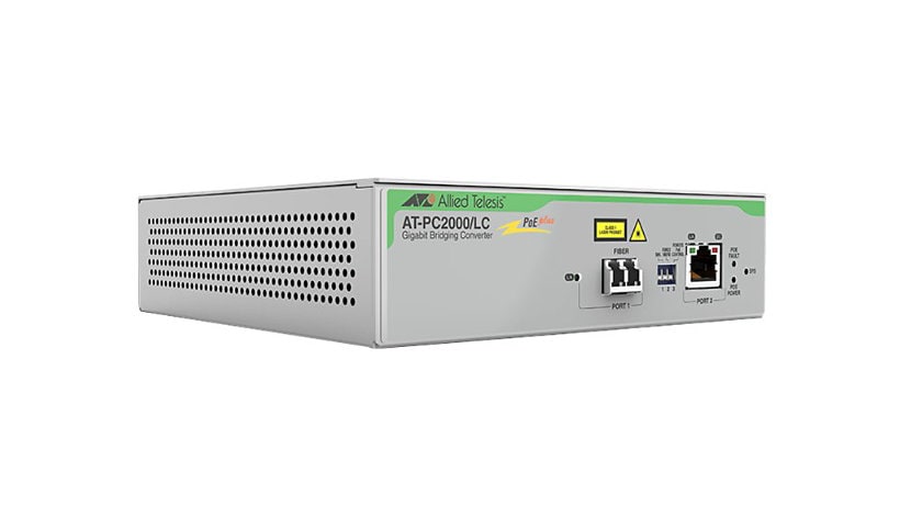 Allied Telesis AT PC2000/LC - fiber media converter - 10Mb LAN, 100Mb LAN, GigE - TAA Compliant
