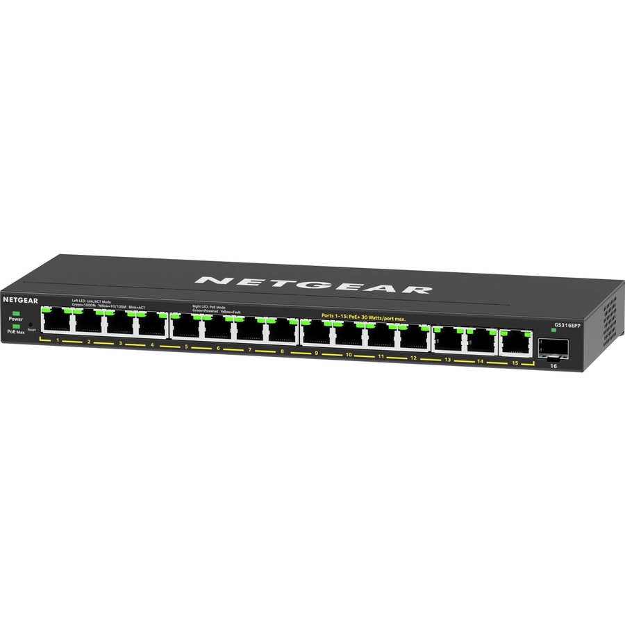 S3100-16TMS-P, 16-Port Gigabit Ethernet L2+ PoE+ Switch, 8 x PoE+  Ports@125W, 2 x 5Gb RJ45, with 2 x 10Gb SFP+ Uplinks, Broadcom Chip 