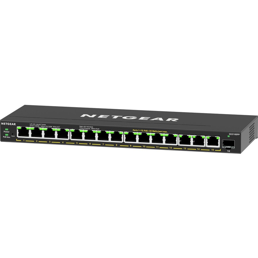 Netgear 16-Port High-Power PoE+ Gigabit Ethernet Plus Switch (231W) with 1