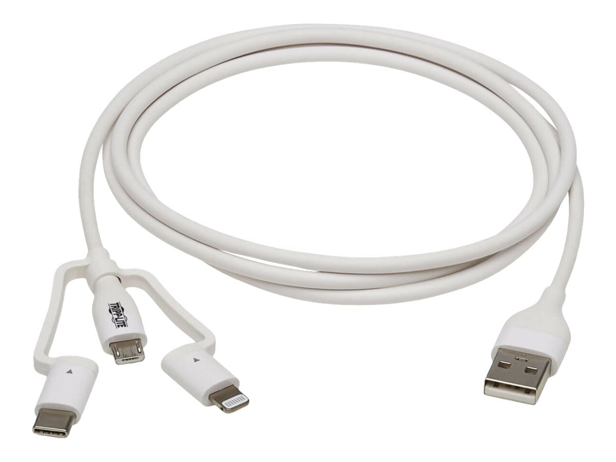 Tripp Lite Anti-bacterial Universal USB-A to Lightning, USB Micro-B and  USB-C Sync/Charge Cable, MFi Certified - 4 ft.