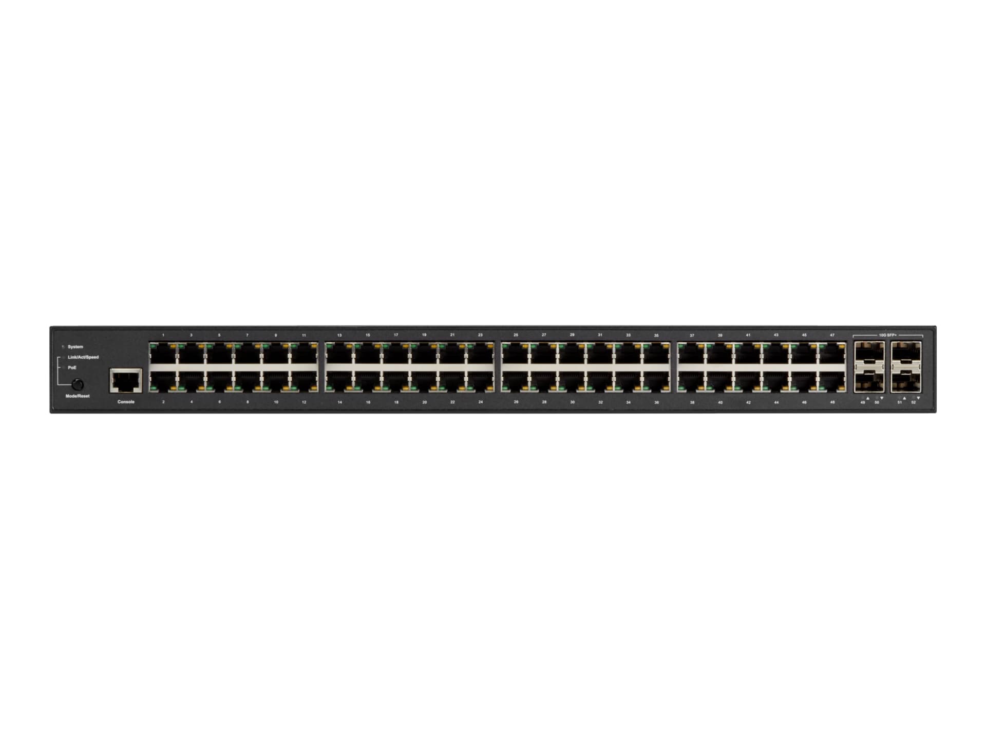 Black Box MGD PoE+ Switch - (48) 10/100/1000 RJ45 PoE+, (4) 100/1000 SFP+
