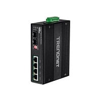 TRENDnet 6-Port Hardened Industrial Gigabit 10/100/1000 Mbps Ultra PoE DIN-Rail Switch; UPoE; IP30; DIN-Rail & Wall