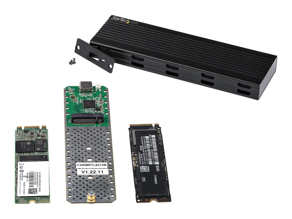 StarTech.com USB-C 10Gbps to M.2 NVMe or M.2 SATA SSD Enclosure, Portable M.2 PCIe/SATA SSD Aluminum Enclosure, USB-C &