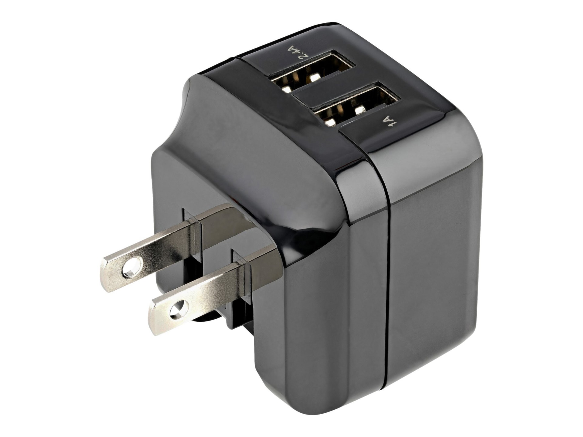 StarTech.com 2 Port USB Wall Charger - 17W Portable Charger, 2.4A & 1A port