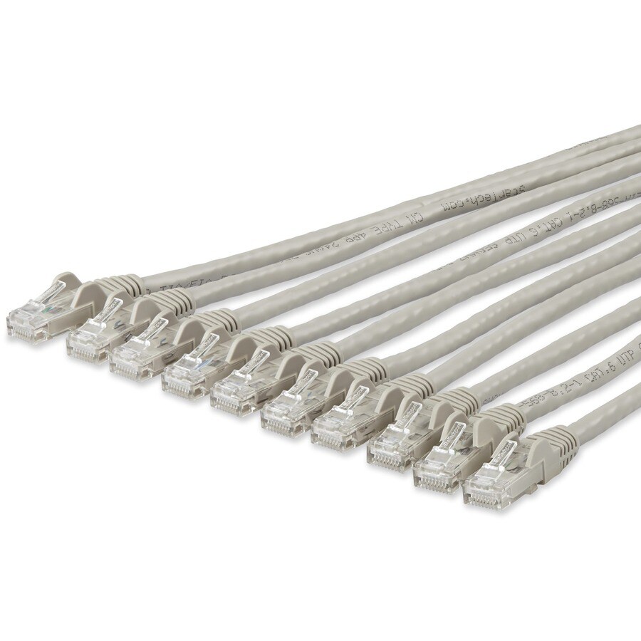 StarTech.com 3' CAT6 Ethernet Cable - 10 Pack - Gray Cord - Snagless - ETL