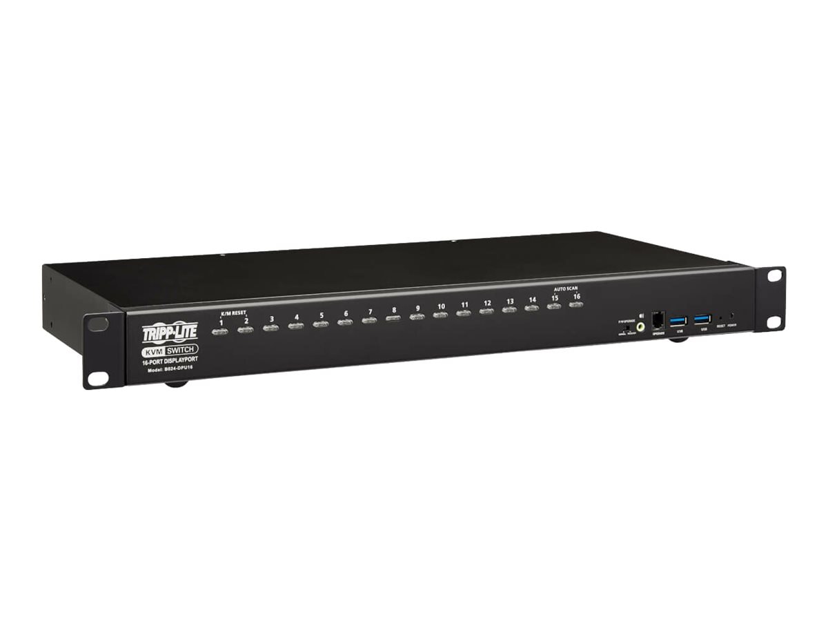 Tripp Lite DisplayPort/USB KVM Switch 16-Port with Audio/Video and USB Peripheral Sharing, 4K 60 Hz, 1U Rack-Mount - KVM