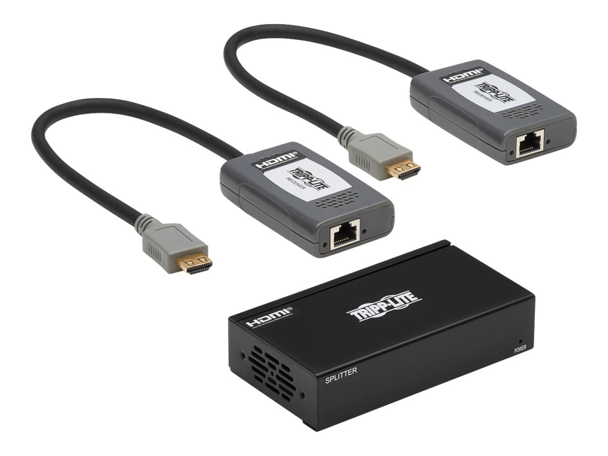Tripp Lite HDMI Over Cat6 Extender Kit Splitter-2x Pigtail Receivers 4K POC