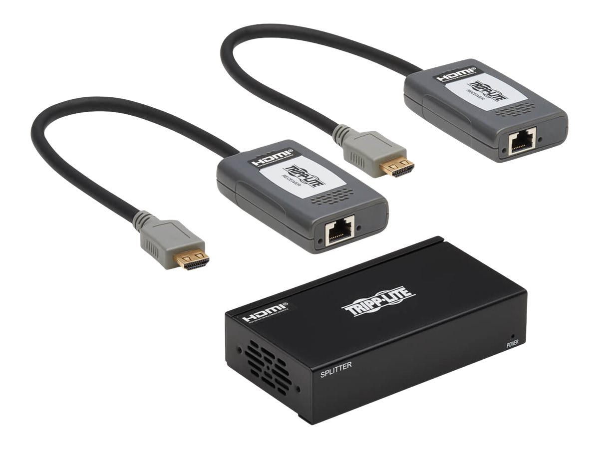 Tripp Lite HDMI over Cat6 Extender Kit, Splitter/2x Pigtail Receivers 2-Port- 4K 60 Hz, HDR, 4:4:4, PoC, 230 ft. (70.1