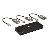 Tripp Lite HDMI over Cat6 Extender Kit, 4-Port Splitter/3x Pigtail Receivers - 4K 60 Hz, HDR, 4:4:4, PoC, 230 ft. (70.1