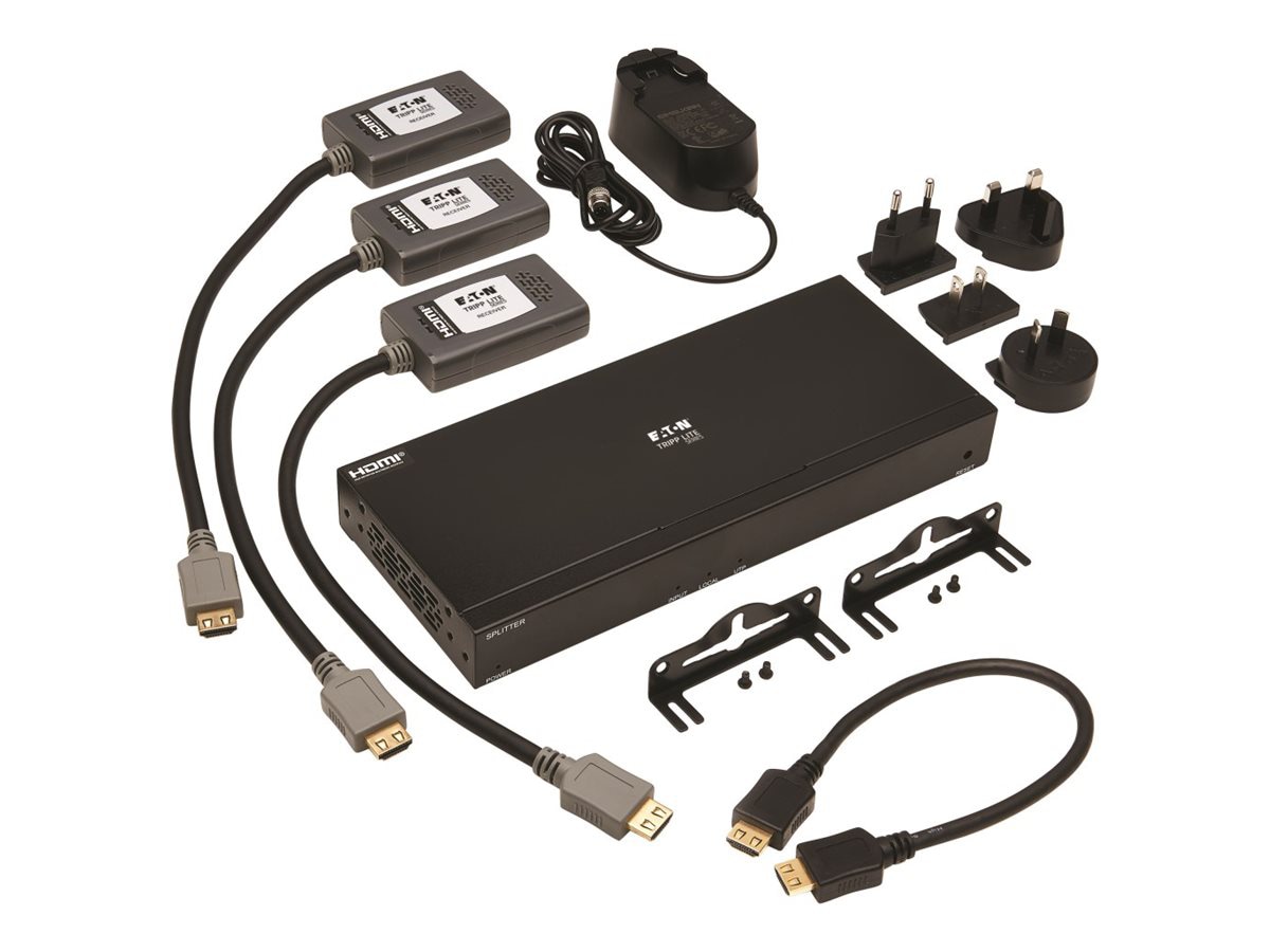 Thumbnail 3 of 16 for Eaton Tripp Lite Series HDMI over Cat6 Extender Kit, 4-Port Splitter/3x Pigtail Receivers - 4K 60 Hz, HDR, 4:4:4, PoC,