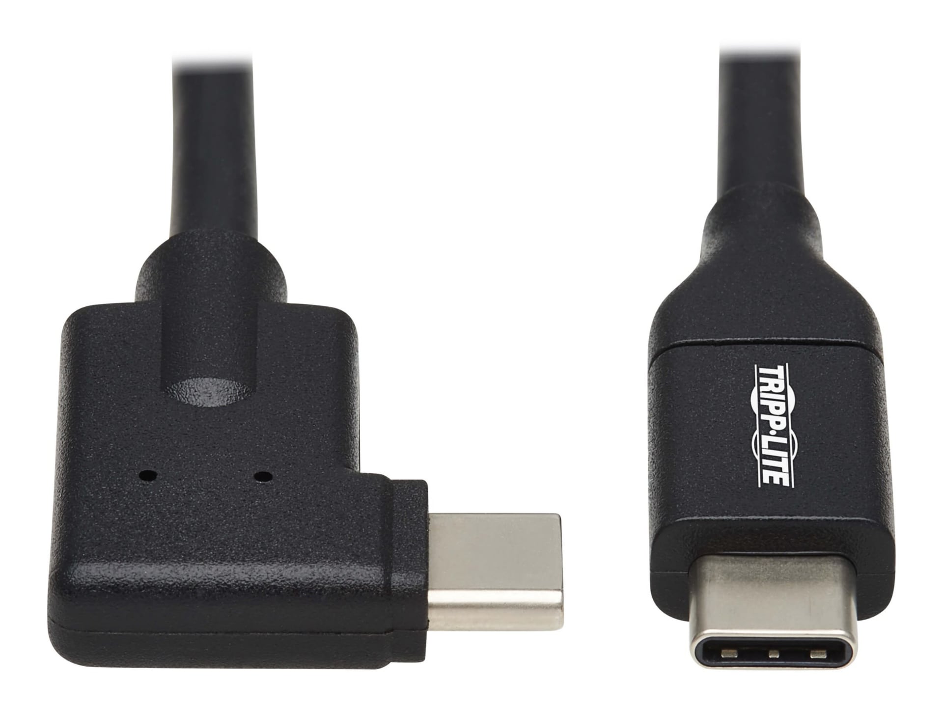 Tripp Lite USB C Cable (M/M) - USB 3.2 Gen 1, Thunderbolt 3, 60W PD Charging, Right-Angle Plug, Black, 1 ft. (0.3 m) -