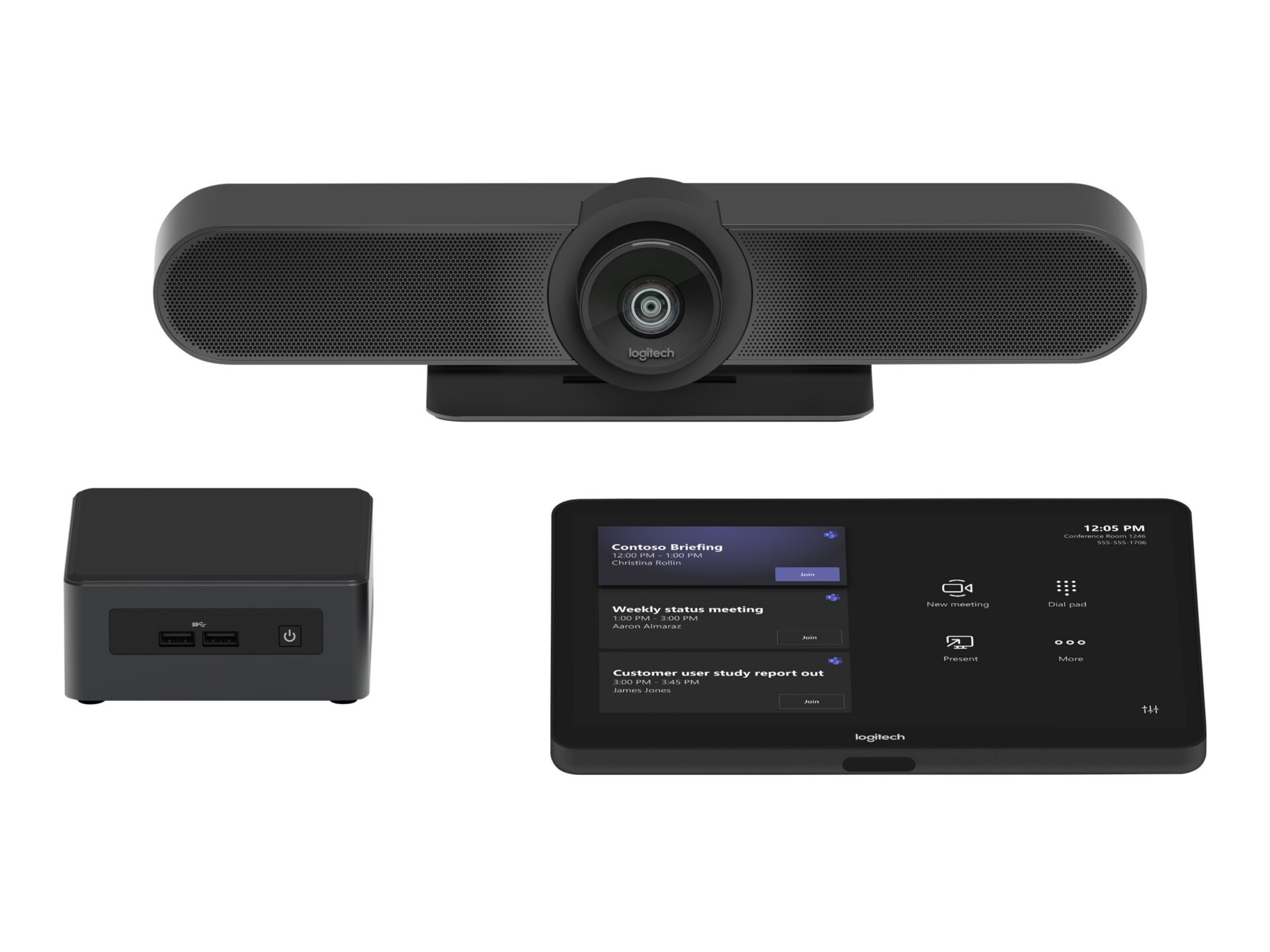 Logitech Small Room with Tap + MeetUp + Intel NUC for Microsoft Teams Rooms - video conferencing kit - with Intel NUC