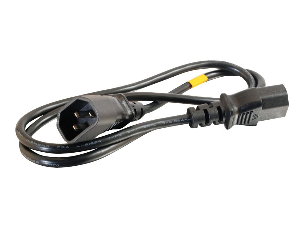 C2G 1ft Computer Power Extension Cord - 18 AWG - IEC320C13 to IEC320C14