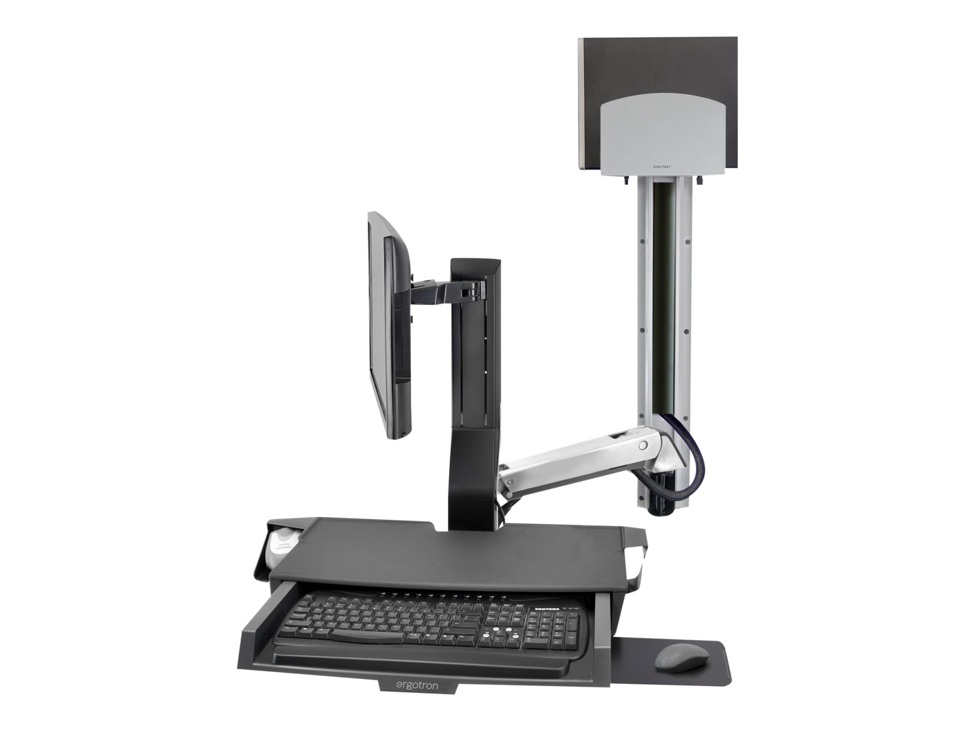 Ergotron SV Combo System with Worksurface & Pan, Medium CPU Holder - mounti