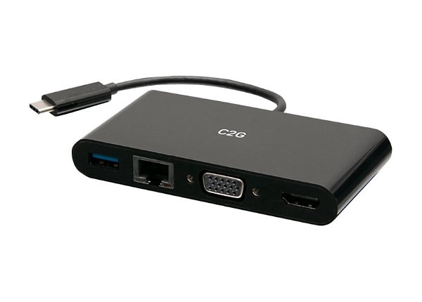 bekymre bryder daggry romanforfatter C2G USB C to HDMI, VGA, USB A, Ethernet Adapter - 4K 30Hz - Black -  C2G29828 - USB Hubs - CDW.com