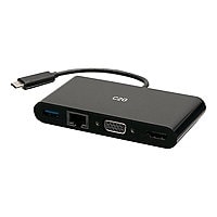 C2G USB C to HDMI, VGA, USB A & RJ45 Adapter - 4K 30Hz - Black - docking st