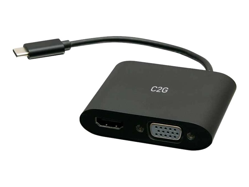C2G USB C to HDMI & VGA Dual Monitor Adapter - 4K 30Hz - Black - adapter - HDMI / VGA / USB