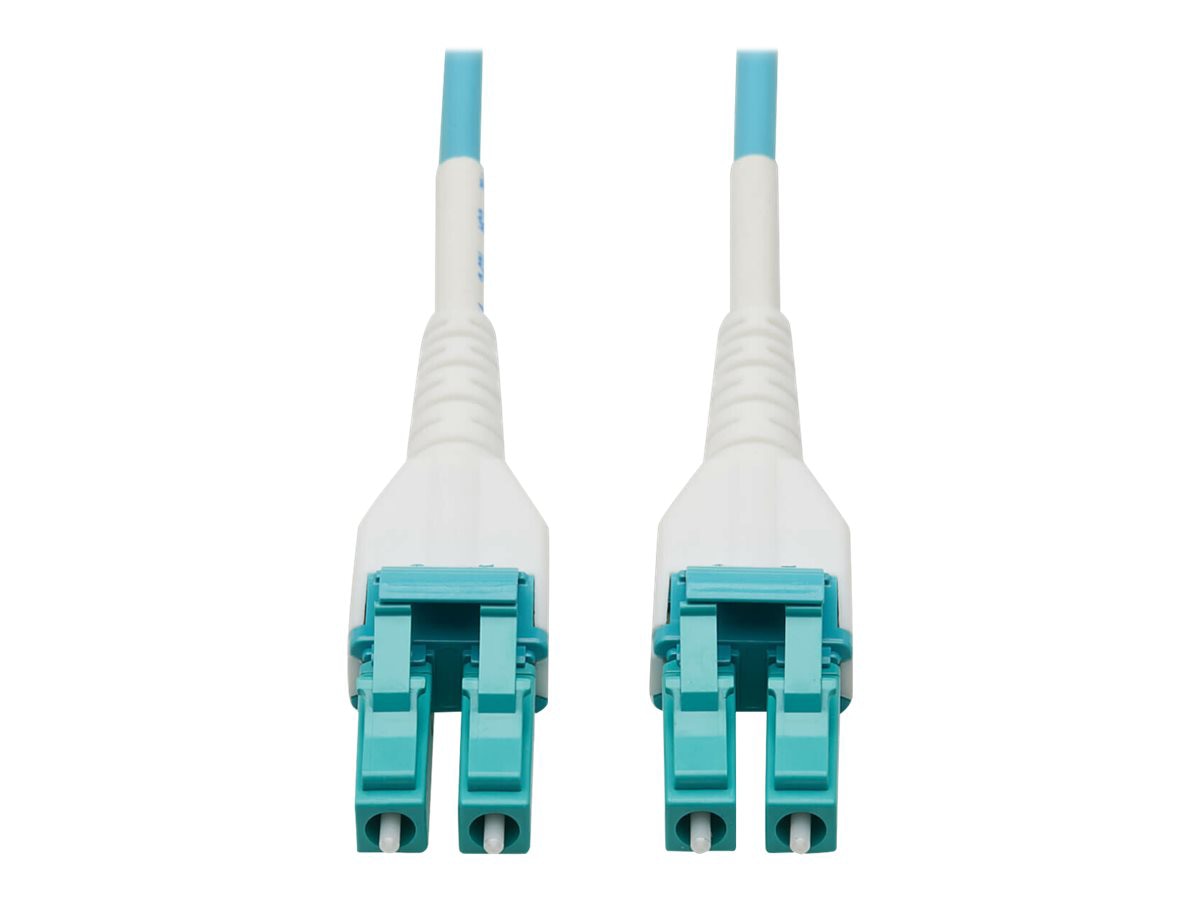 Eaton Tripp Lite Series 100G Duplex Multimode 50/125 OM4 Armored Fiber Optic Cable (LC/LC Duplex M/M), LSZH, Aqua, 100 m
