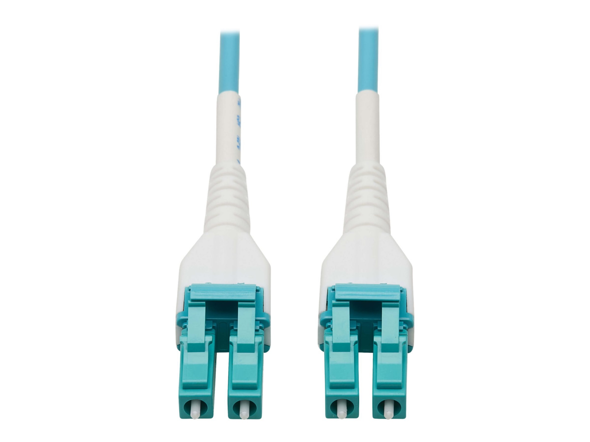 Eaton Tripp Lite Series 100G Duplex Multimode 50/125 OM4 Armored Fiber Optic Cable (LC/LC Duplex M/M), LSZH, Aqua, 75 m