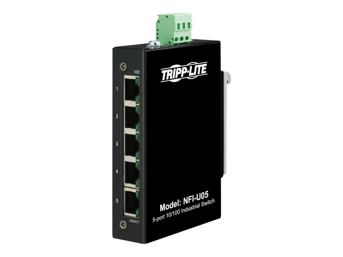 Tripp Lite Industrial Ethernet Switch 5-Port Unmanaged - 10/100 Mbps, Ruggedized, DIN/Wall Mount - TAA Compliant