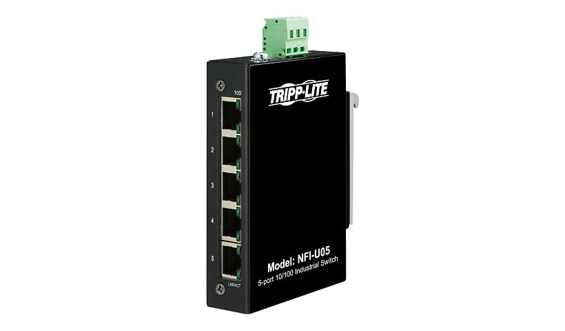 Tripp Lite Industrial Ethernet Switch 5-Port Unmanaged - 10/100 Mbps, Ruggedized, DIN/Wall Mount - TAA Compliant