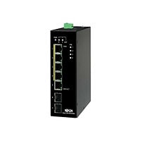 Tripp Lite Unmanaged Industrial Gigabit Ethernet Switch 5-Port 10/100/1000 Mbps PoE+ 30W 2 GbE SFP Slots TAA Compliant