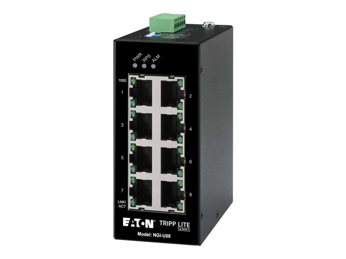 Eaton Tripp Lite series Unmanaged Industrial Gigabit Ethernet Switch 8-Port - 10/100/1000 Mbps, DIN Mount - switch - 8