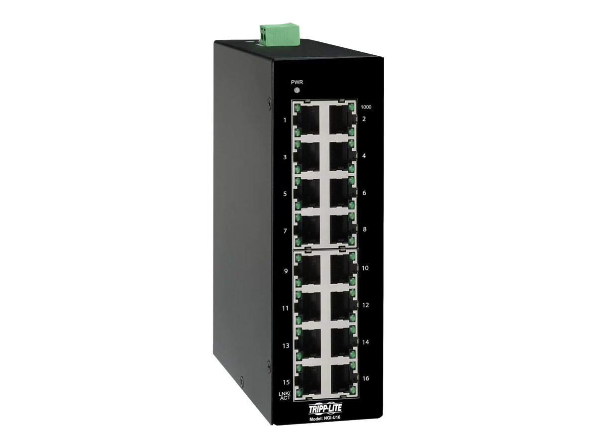 Eaton Tripp Lite series Unmanaged Industrial Gigabit Ethernet Switch 16-Port - 10/100/1000 Mbps, DIN Mount - switch - 16