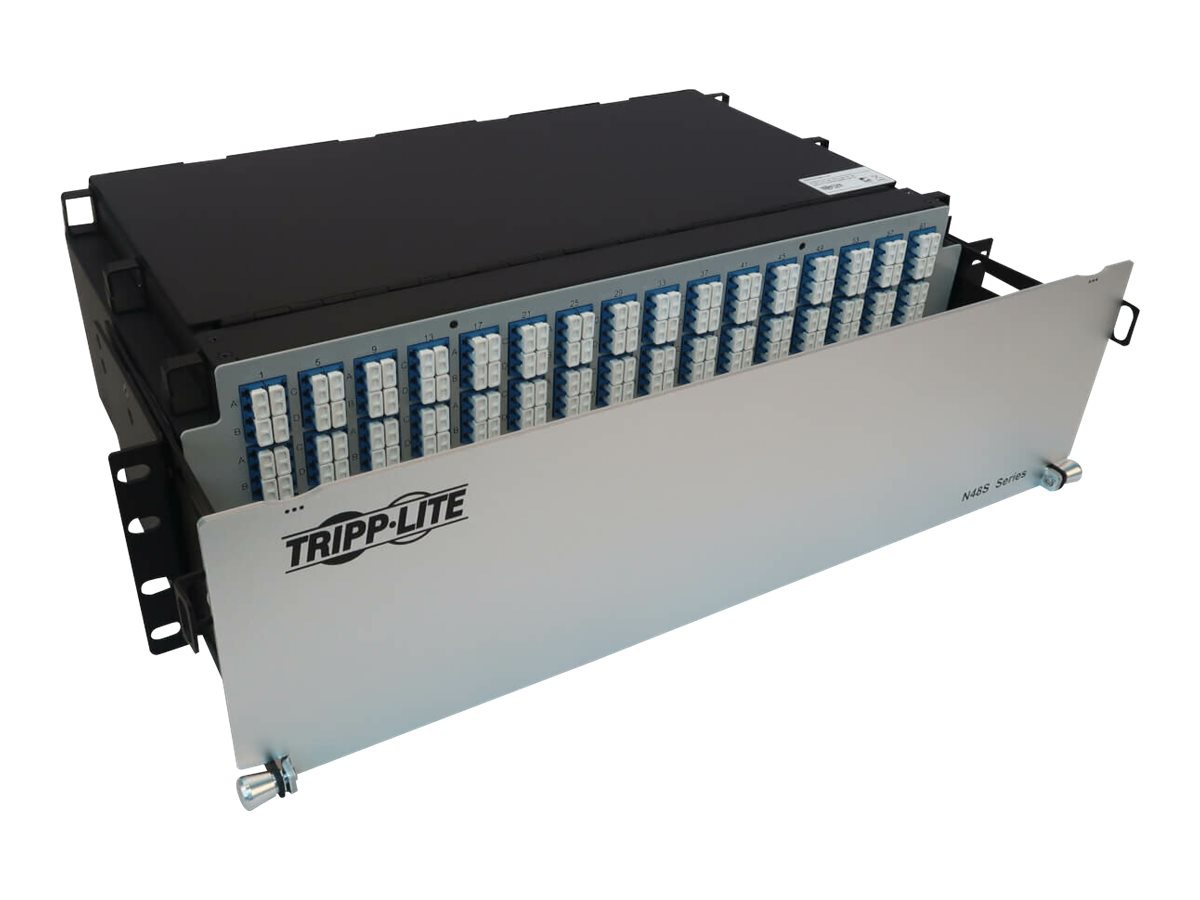 Tripp Lite Preloaded Fiber Patch Panel, 3U - 64x (12F MTP/MPO-APC to 4x LC Duplex F/F) 8F Trunk Cables, OS2 Singlemode,
