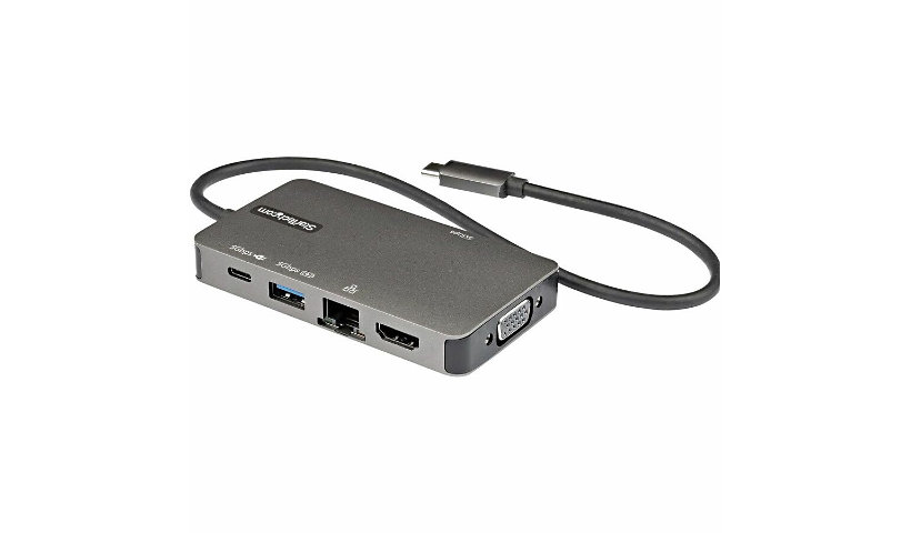 StarTech.com USB-C Multiport Adapter - USB C to 4K HDMI or VGA, 100W PD Passthrough, 3x USB 3.0, GbE